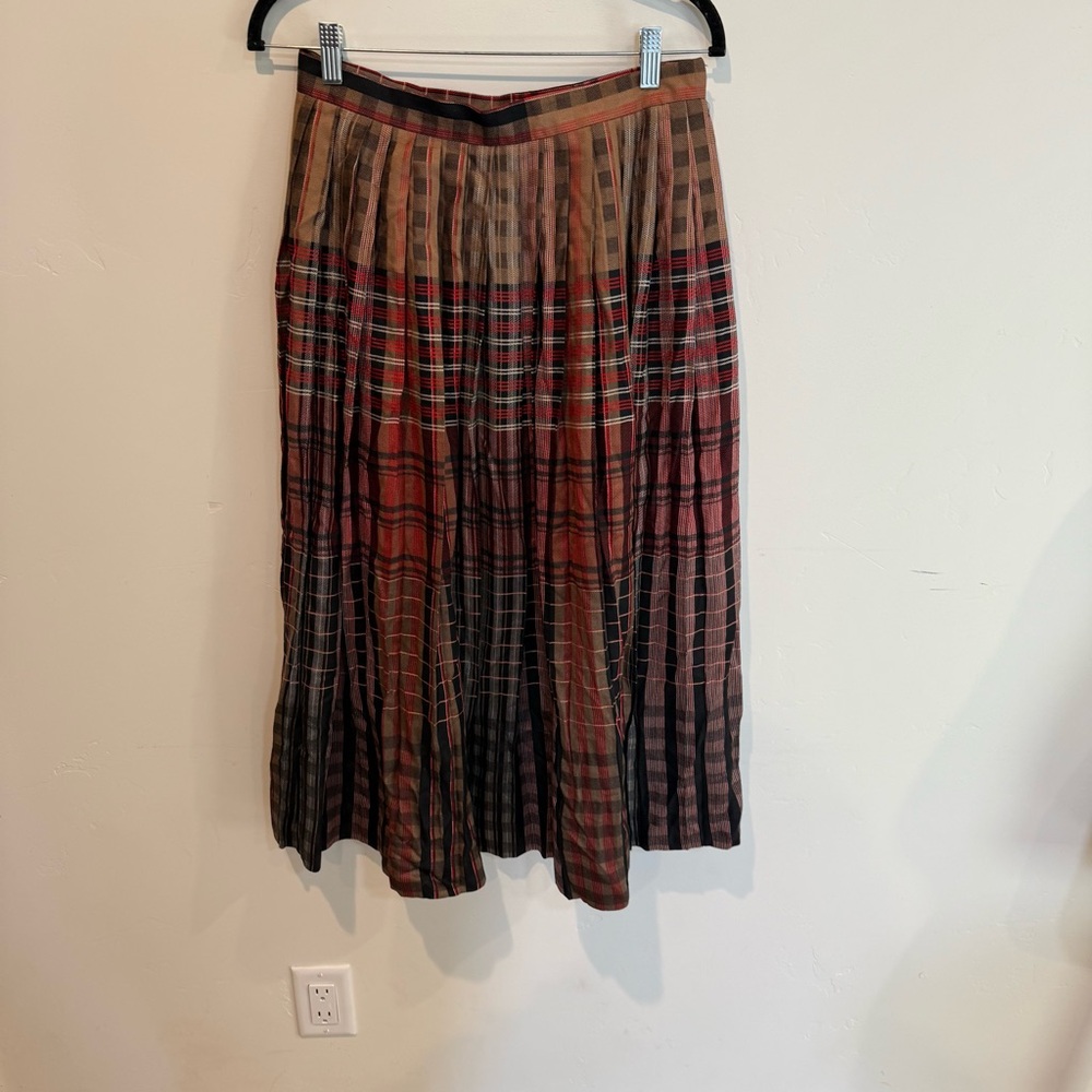 Vintage Made in USA Plaid Multicolor Midi Skirt Womens Size 10 Academia Preppy
